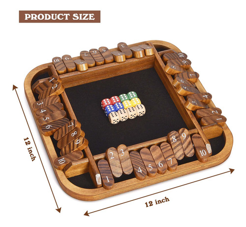 Juego De Dados Shut The Box Elongdi Para 1-4 Jugadores Con 1