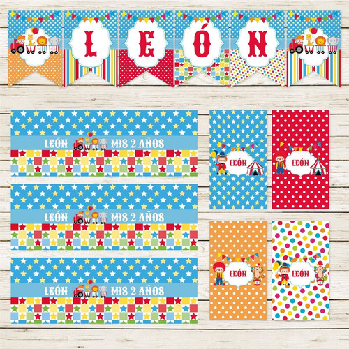 Kit Imprimible Circo Tren Payaso Colorido Animales