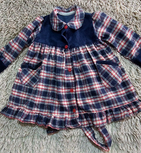 Vestido Camisero Niña En Tela Tipo Franela Y Pana Abrigado (Usado)