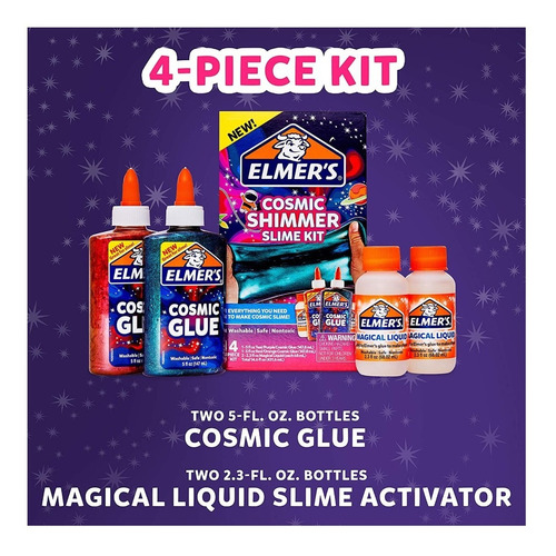 Imagen 3 de 10 de Kit Slime Brillo Cósmico Juguete Para Niños Niñas Elmer's X4