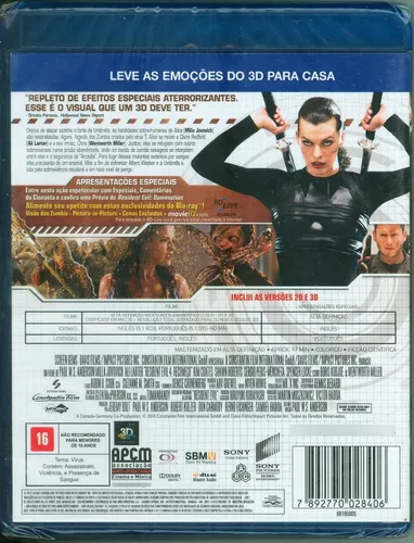 Resident Evil 4 Recomeço - Blu Ray 3D Filme Ação