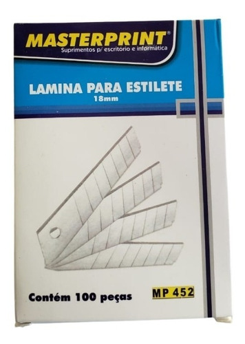 Lâmina Para Estilete Largo 18mm Com 100 Unidades