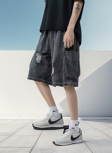 Pantalones Cortos De Mezclilla De Moda Para Hombre, Ropa De