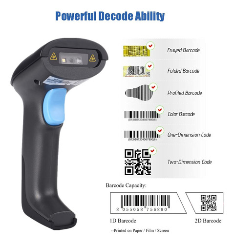 Scanner De Código De Barras 2d Qr Sem Fio Realinn Recarregáv