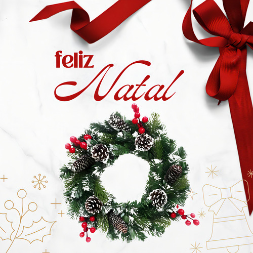 Guirlanda Natalina De Luxo 40 Cm Pinhas E Neve Grande Natal Cor Verde / Vermelho / Branco / Marrom