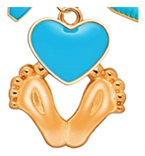 Llavero De Metal Con Forma De Huella De Pie Para Baby Azul