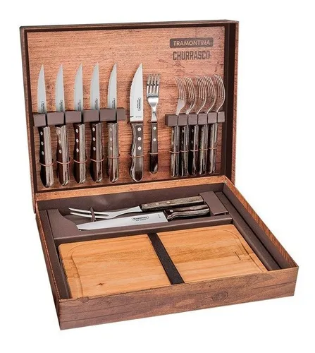 Kit Churrasco 15 Peças Tramontina Marrom 21198970