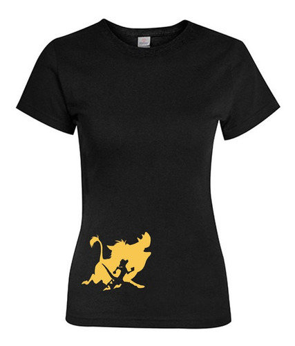 Polera Estampada Mujer Silueta Timon Y Pumba El Rey Leon