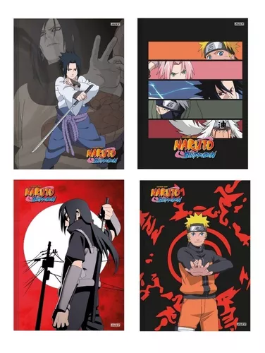 3 Cadernos Brochurão 80 Fls + Desenho + Cad Pequeno Naruto