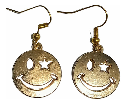 Aros De Metal Dorado Con Caritas  - A055