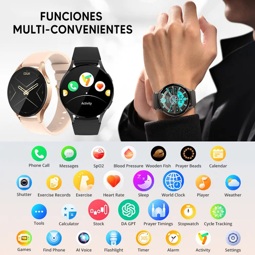 Reloj Inteligente Colmi I28 Ultra Da Gpt Con Ai Pantalla Amoled De 1,43 Ip68 Impermeable Llamadas De Voz Monitorización De Salud Always On Display Smartwatch Hombre Y Mujer Dorada Para Android Ios