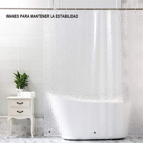 Imagen 5 de 9 de Cortina De Baño Transparente Anti-moho 180*180 Cm