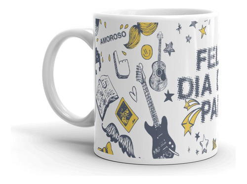 Caneca Branca Estampa Dia Dos Pais - Rock'n Roll