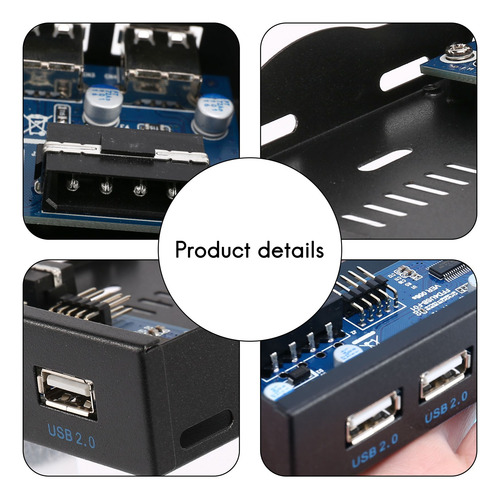 Disquete De 3,5 Polegadas 4 Hub Usb 2.0 Painel Frontal Usb2.