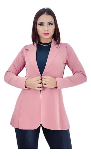 Blazer Feminino Max Kit2 Acinturado Sobretudo Longo Neoprene