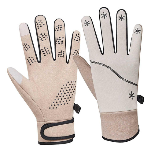 Guantes De Esquí De Invierno, Guantes De Beige Negro