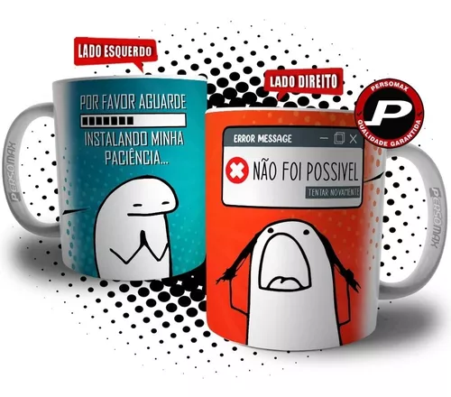 Caneca meme boneco palito carregando paciencia erro