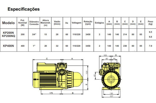 Bombas De Agua Pressurizadoras E Multiestágio Kp-200n