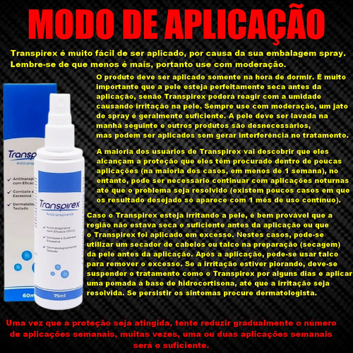 Transpírex 60ml Resolva Hiperidrose Sudorese Suor Excessivo