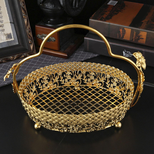 Cesta De Fruta De Metal Con Asa Para Decoración De Fiestas