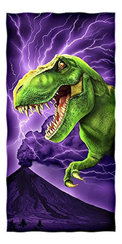 T-rex Beach Towel For Boys, Dinosaur Bath Towel Print 3...
