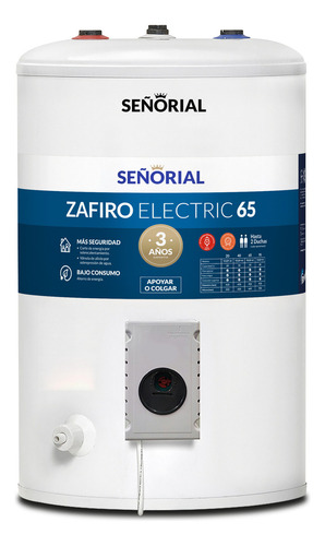 Termotanque eléctrico Señorial TESZ-65 zafiro Blanco 50 litros entrada superior