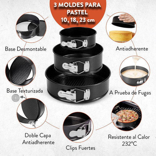 U Chef 3 Moldes Para Pasteles De 4,7,9in Más Suministros