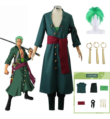 A Disfraz De Cosplay De Anime Zoro De Una Pieza Para Halloween