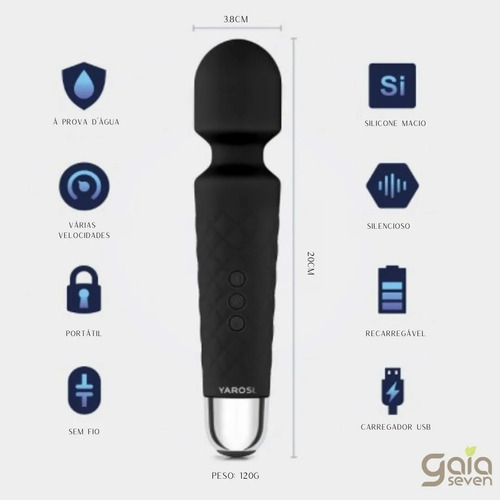 Imagem 7 de 10 de Massageador Varinha Mágica Potente Usb 6000 Rpm