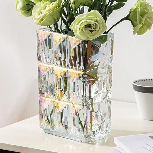 Doosarg Glass Flower Vase, Clear Crystal Vases For Centerpie