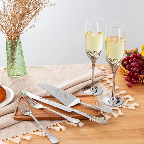 Set Copas Para Boda Dorado Servidor Cubiertos Cisne Mr Mrs