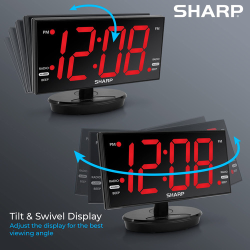 Reloj Despertador Digital Led Extragrande Con Radio Fm