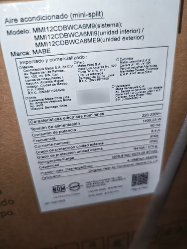 Mini Split Inverter Mabe 1 Tonelada 12000 Btu Mmi12cdbwcam9