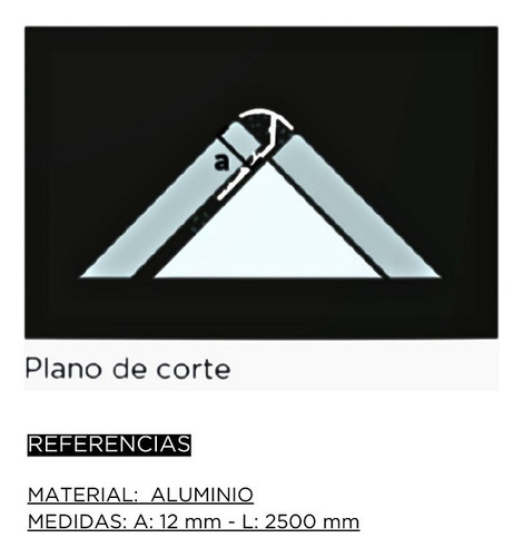 Guardacanto Curvo Aluminio 12x2500 Mm Anodiz. Mate Moldumet Plateado Mate