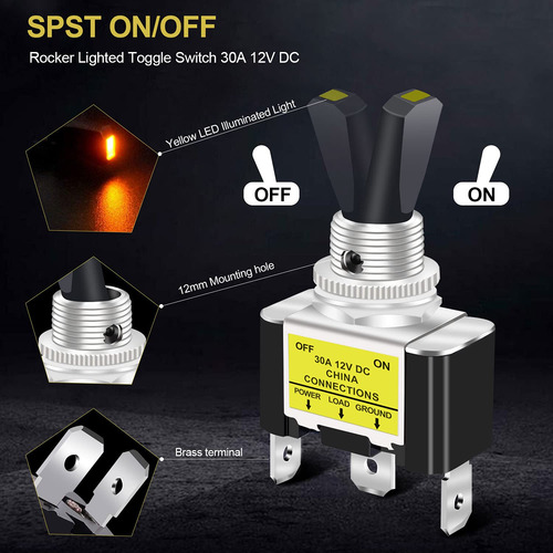 Interruptor Basculante Luz Led 3 Pcs, 30a 12v Cc, Spst ...