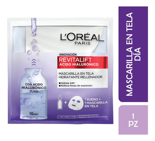 Imagen 1 de 7 de Mascarilla Hidratante Revitalift Á Hialurónico L'oréal Paris