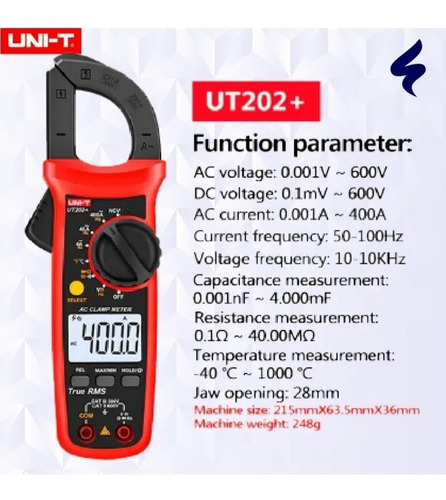 Imagen 3 de 4 de Pinza Amperimetrica Capacimetro Ut202