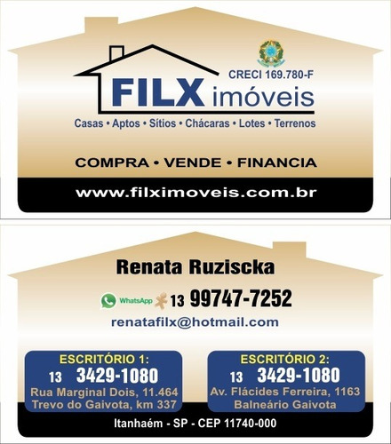 (ref: 5157) Terreno 11x26 - Itanhaém/sp - Gaivota
