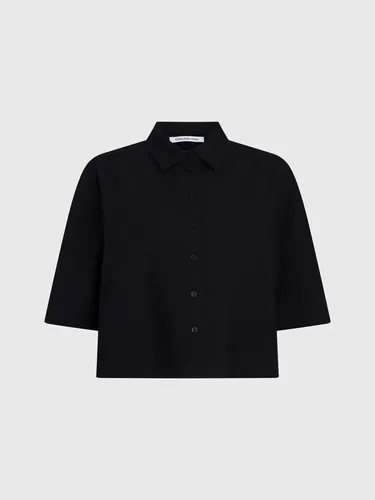 Camisa Back Detail Seersucker Negro Calvin Klein