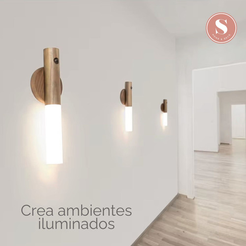 Luz Led Portatil Nocturna Con Sensor Estilo Madera