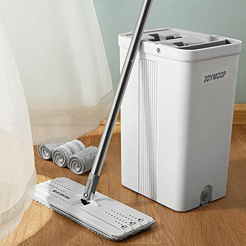 Trapeador 3 Recambios Microfibra Cubo Exprimidor Gris Blanco Blanco/gris