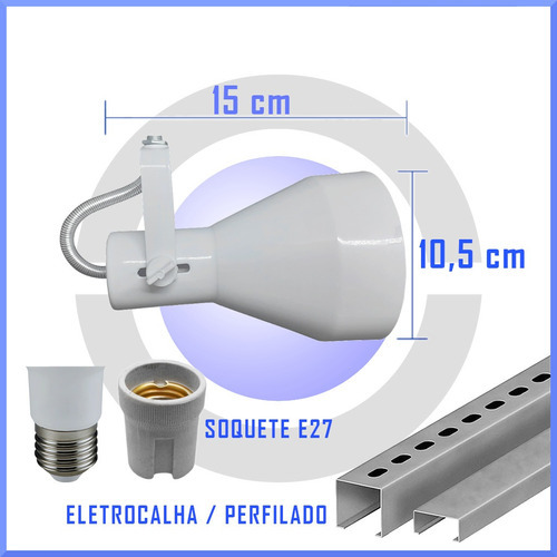 Spot Em Trilho Calha Perfilado Aluminio Kit Com 8unid Cor Preto Voltagem 110v/220v