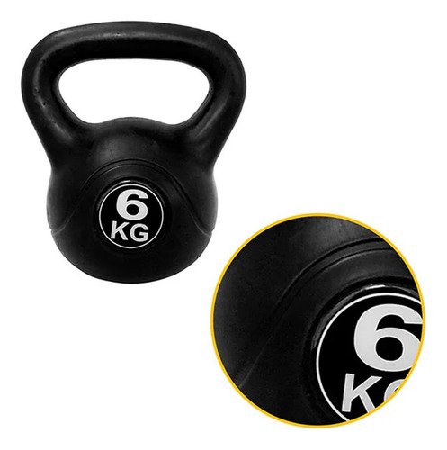 Pesa Rusa 6kg Pesa Kettlebell Mancuerna Ejercicio Crossfit Color Negro