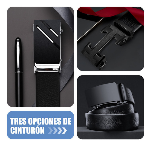 2 Cinturones Negros Con Hebilla Automática Para Hombre H Negra 120cm