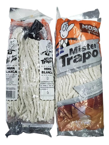 2 Repuesto Mopa Mopin 100% Algodón Mister Trapo