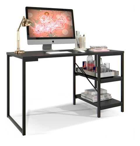 Mesa Escrivaninha MS Móveis Star Home Office Estilo Industrial Com Prateleira Para Livros Para Escritório E Quarto De Estudos Cor Preto