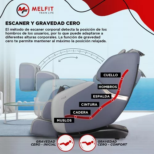 Sillon Masajeador Melfit Milo Rodillos Calor Bluetooth