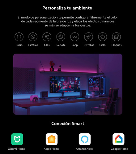 Cinta Tira 2 Mts Xiaomi Smart Multicolores Gradient Homekit