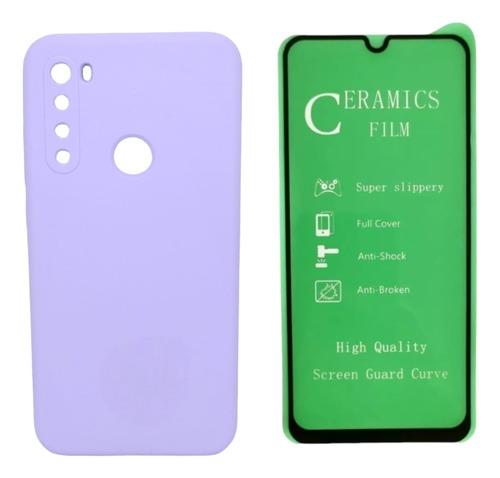 Silicone Case Para Xiaomi Redmi Note 8 Y Vidrio Ceramico