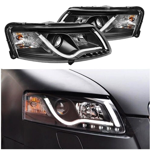 Imagem 2 de 5 de Farol Retrofit Audi A6 2005 Á 2008 Drl Led Máscara Negra